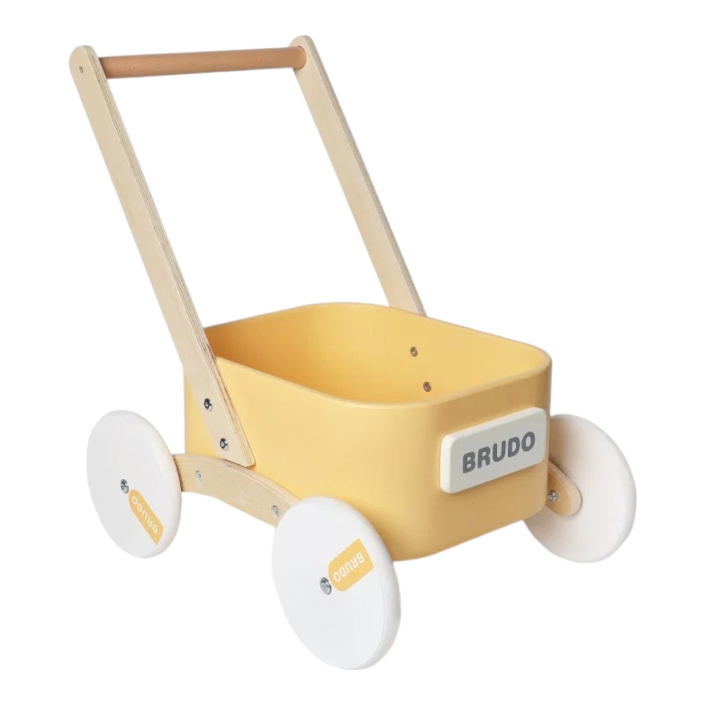 2-in-1 wooden toddler learning walker with toy storage bin