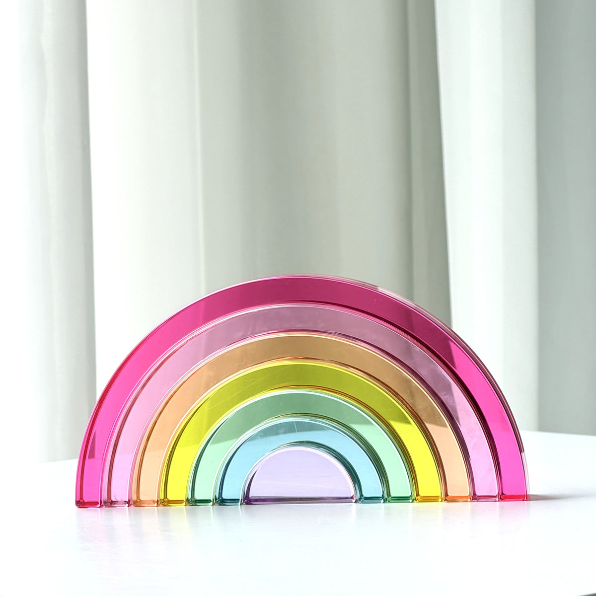 7-piece crystal clear pastel rainbow – lucite acrylic building blocks