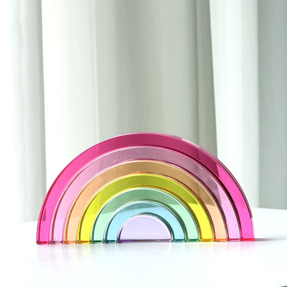 7-Piece Crystal Clear Pastel Rainbow – Lucite Acrylic Building Blocks
