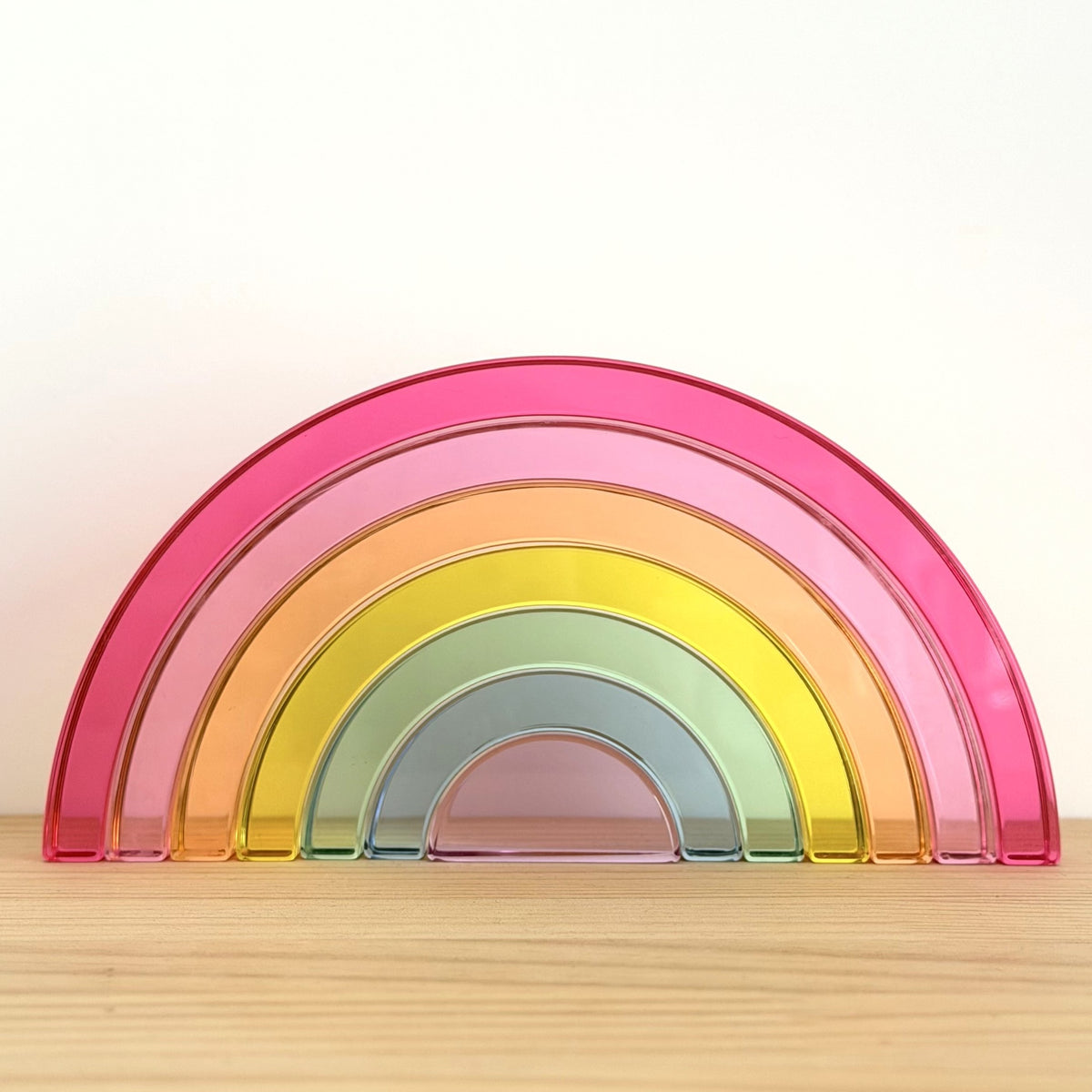 7-piece crystal clear pastel rainbow – lucite acrylic building blocks