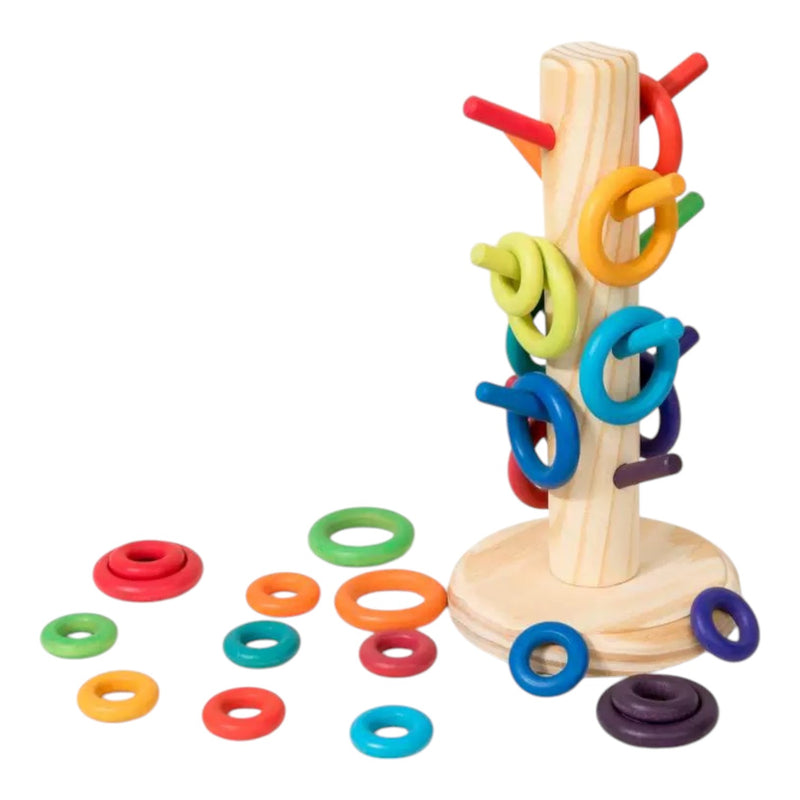 12 Dowels Sorting Helper Tree with 24 Building Rings Set