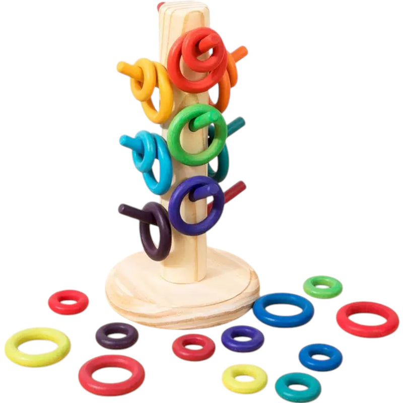 12 Dowels Sorting Helper Tree with 24 Building Rings Set