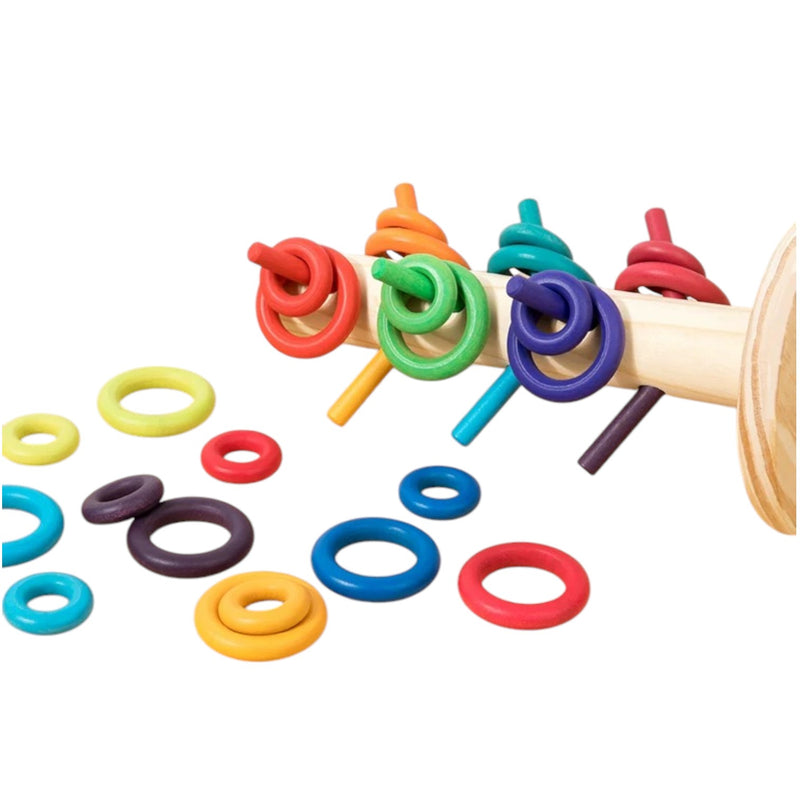 12 Dowels Sorting Helper Tree with 24 Building Rings Set