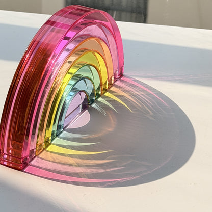 7-Piece Crystal Clear Pastel Rainbow – Lucite Acrylic Building Blocks
