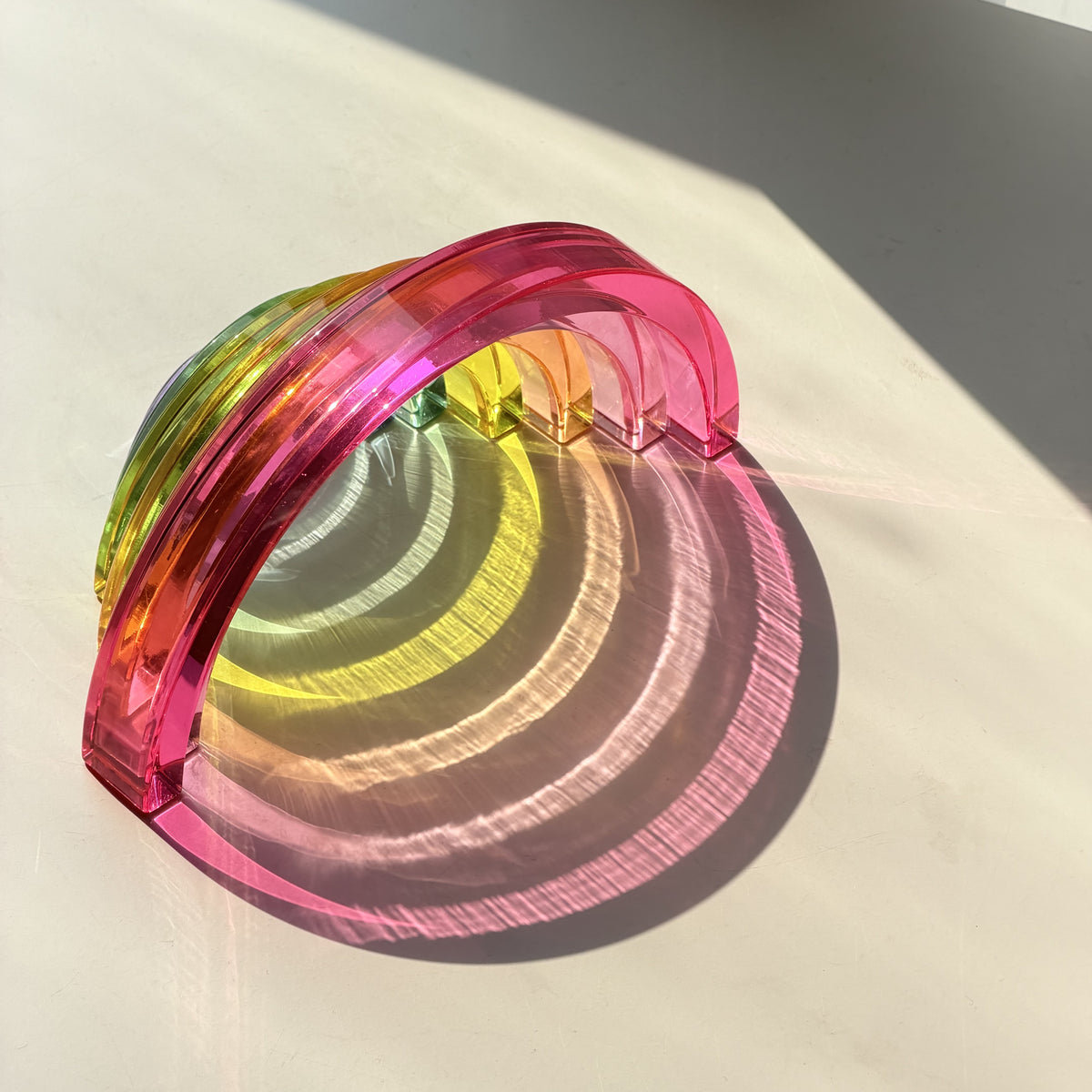 7-piece crystal clear pastel rainbow – lucite acrylic building blocks