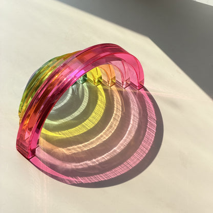 7-Piece Crystal Clear Pastel Rainbow – Lucite Acrylic Building Blocks