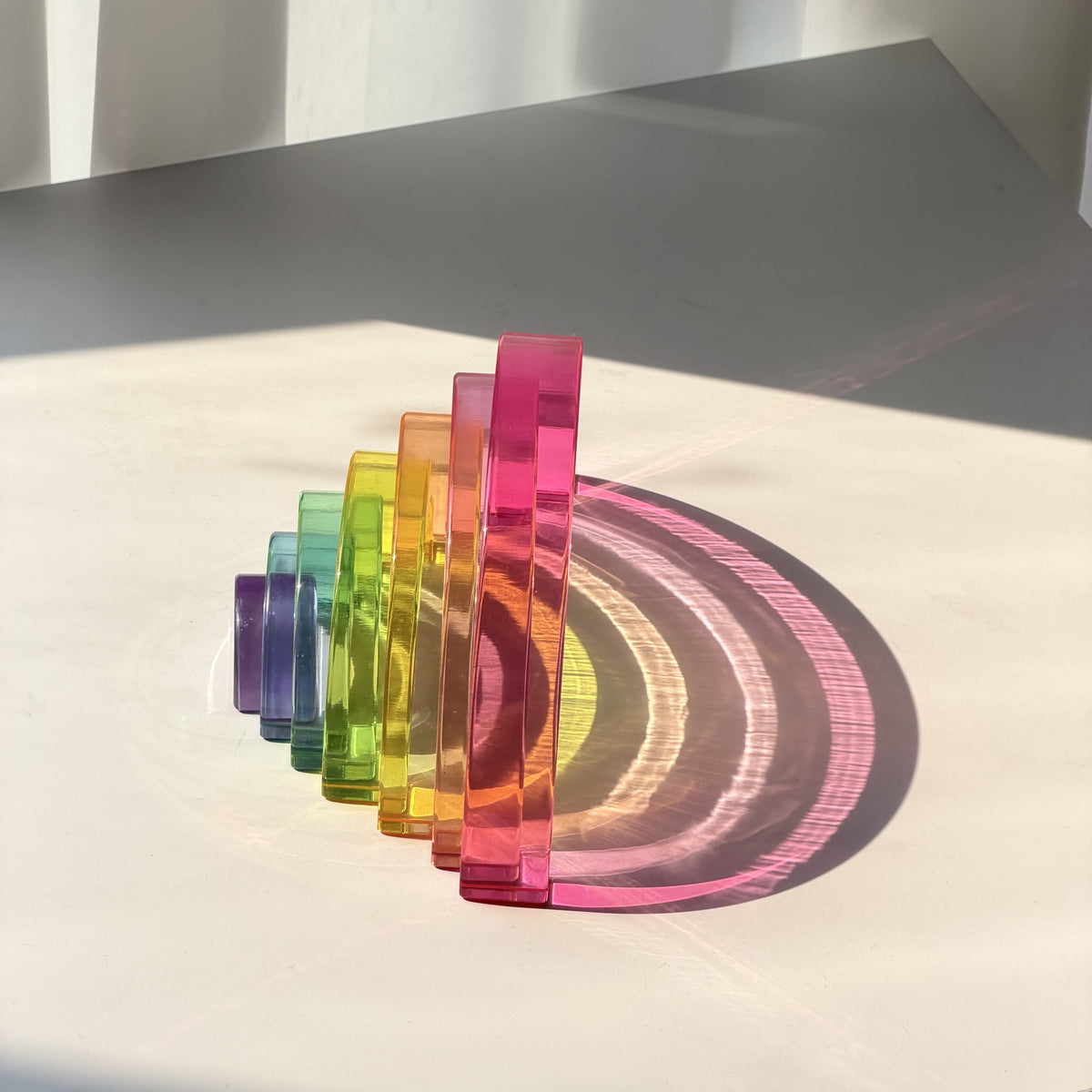 7-piece crystal clear pastel rainbow – lucite acrylic building blocks