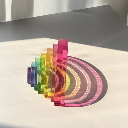 7-Piece Crystal Clear Pastel Rainbow – Lucite Acrylic Building Blocks