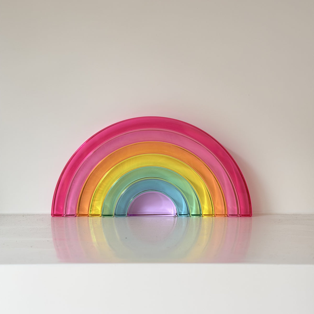 7-piece crystal clear pastel rainbow – lucite acrylic building blocks