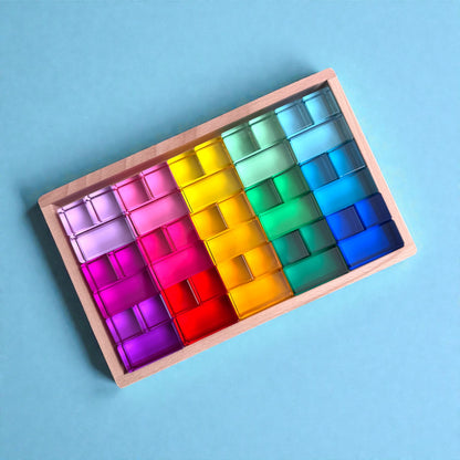 45 Pcs High Transparency 15 Color Crystal Clear Acrylic Cubes and Rectangular Prisms Set