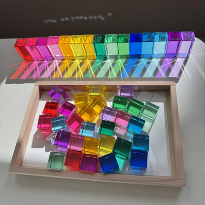 45 Pcs High Transparency 15 Color Crystal Clear Acrylic Cubes and Rectangular Prisms Set