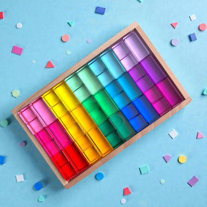 45 Pcs High Transparency 15 Color Crystal Clear Acrylic Cubes and Rectangular Prisms Set