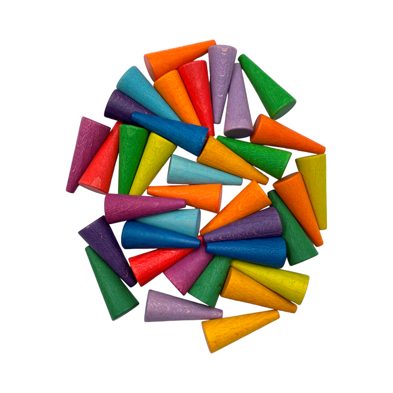 36 Pieces Colored Wooden Mandala Rainbow Loose Parts