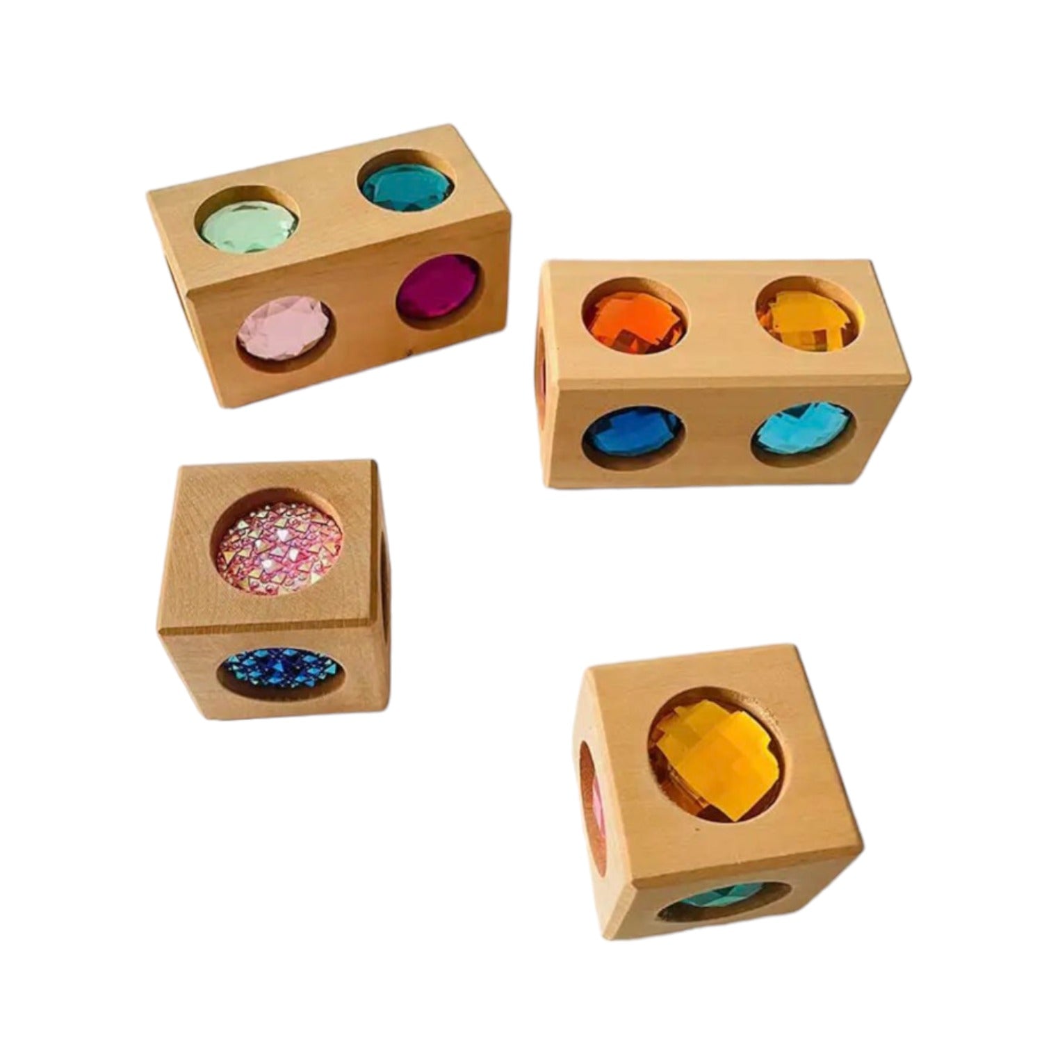 4 Pcs Cube and Cuboid Gemmed Stacking Blocks Set – Green Elephant Home ...