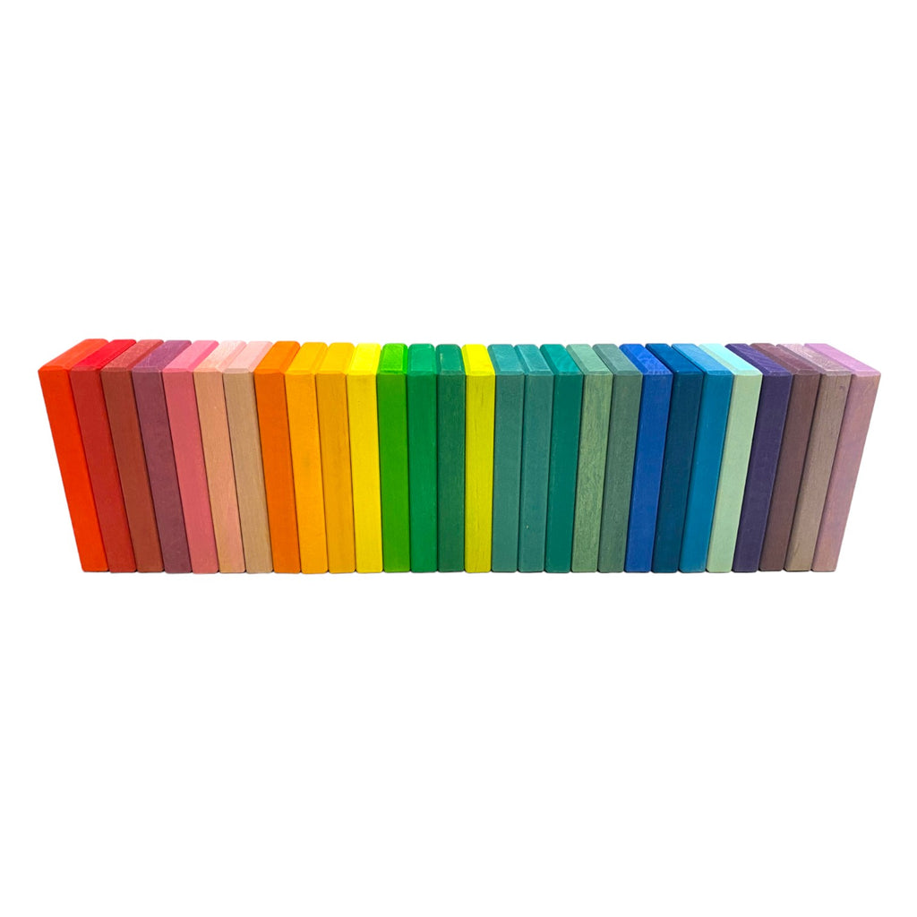 **Pre-order (Ships in 3-4 Weeks)**28 Pcs STAINED Wooden Rainbow Building Slats