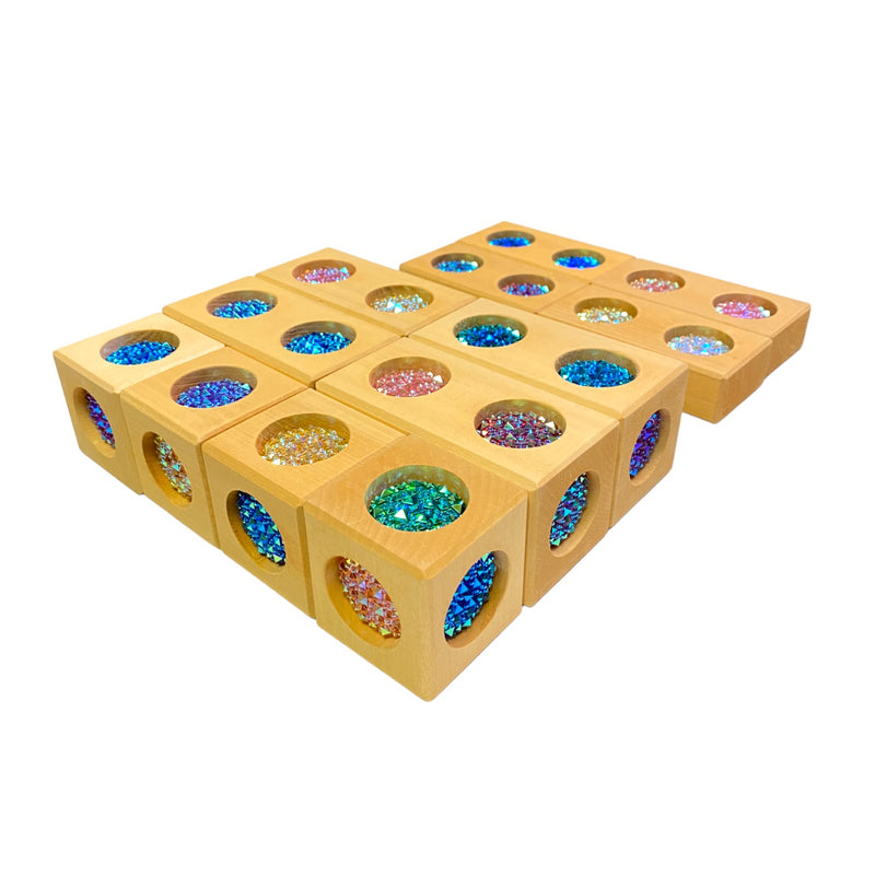 12 Pcs Glitter Gemmed Cube and Cuboid Stacking Blocks Set
