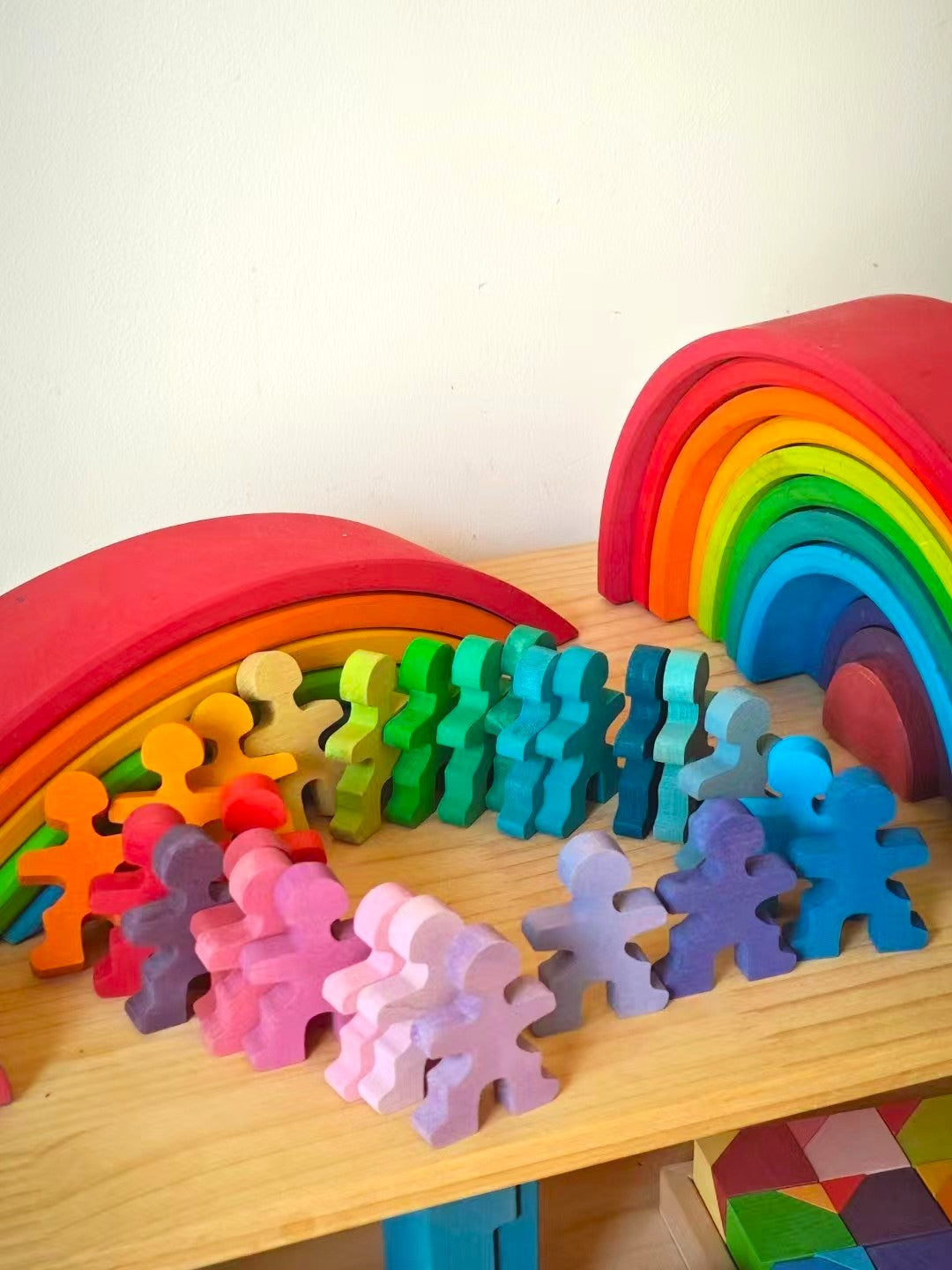 26 pcs rainbow stained wooden little balancing people stacking set