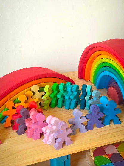 26 Pcs Rainbow Stained Wooden Little Balancing People Stacking Set