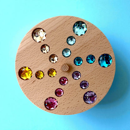 Wooden Gemstone Spinning Tops – Rainbow & Macaron Color (Flower & Round)