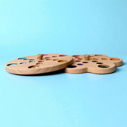 Wooden Gemstone Spinning Tops – Rainbow & Macaron Color (Flower & Round)