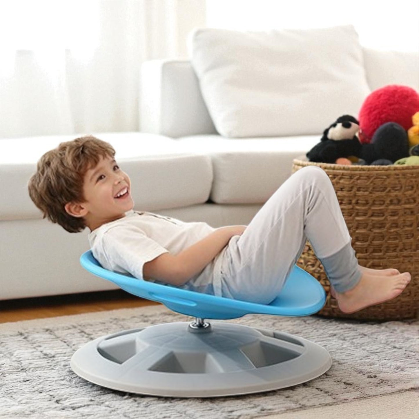 upgraded sensory spinning balance chair – one-piece, no assembly needed
