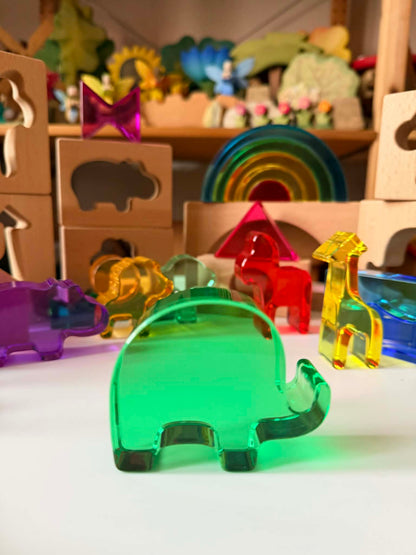 Green Elephant Original Design – Wild Rainbow Safari Blocks Exclusive Limited Edition Wooden & Acrylic Play Set