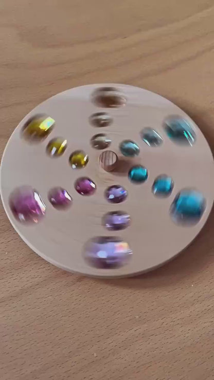Wooden Gemstone Spinning Tops – Rainbow & Macaron Color (Flower & Round)