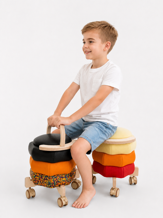 Wooden Roller Car Connector Set for Stepping Stones