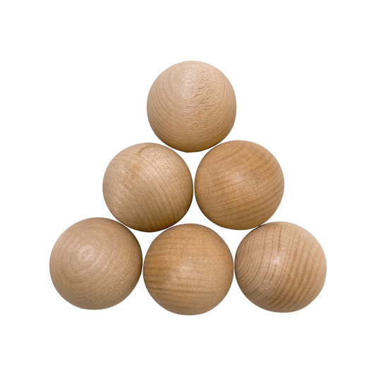 6 Pcs Wooden Balls in Natural Color Diameter 1.8 inches