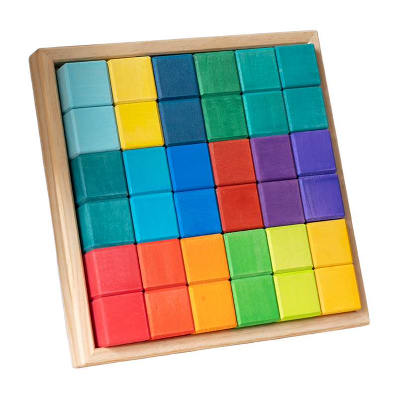 36 Pcs STAINED Rainbow Mosaic Building Blocks in Primary Colors