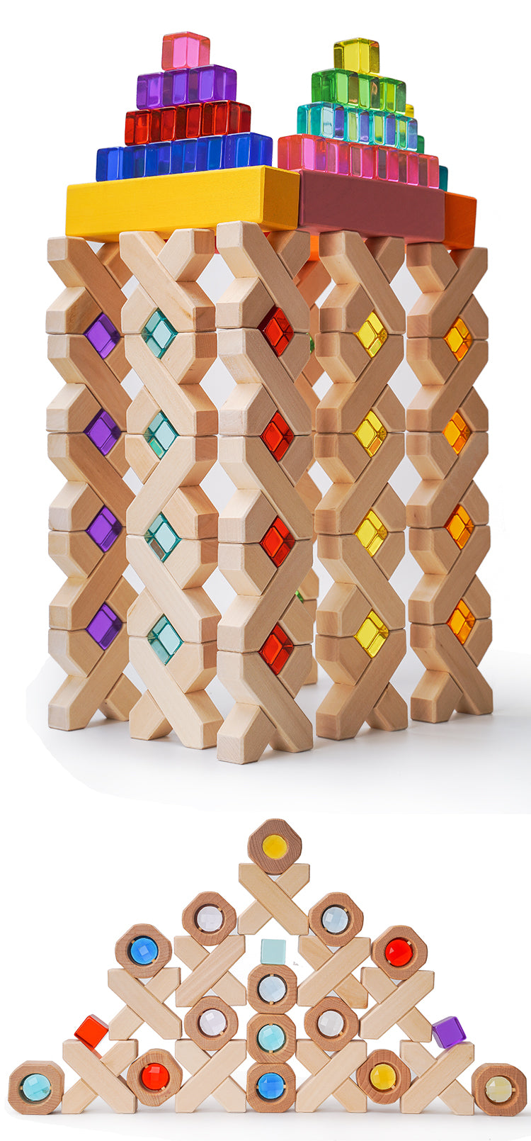 60 Pcs Rainbow Translucent Lucite Cubes Set with Storage Tray