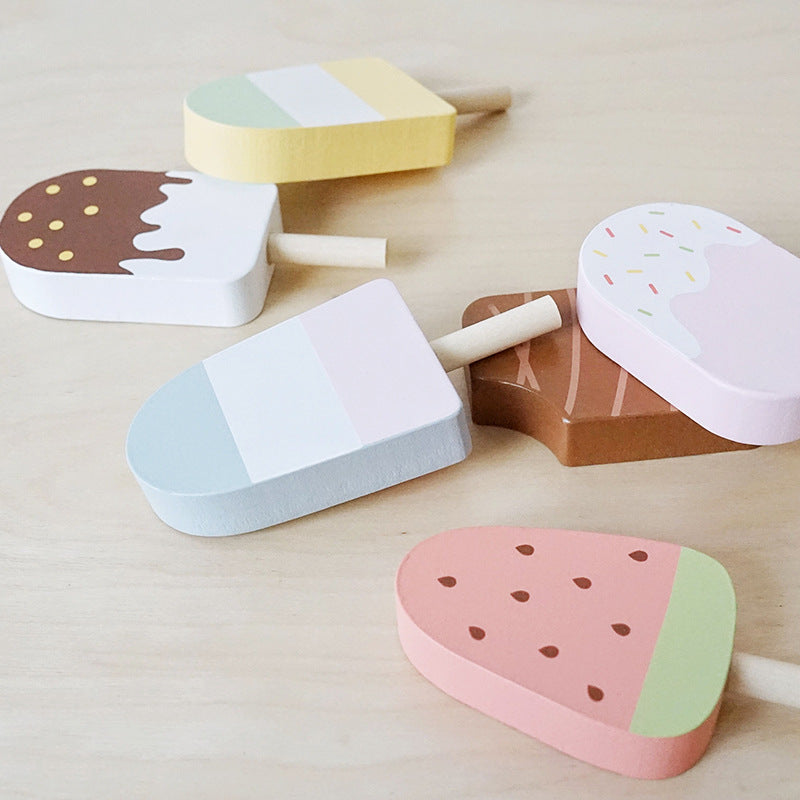 10 Pcs Wooden Popsicle Ice Cream Bar and Pastry Cookies Pretend Play S –  Green Elephant Home and Toys