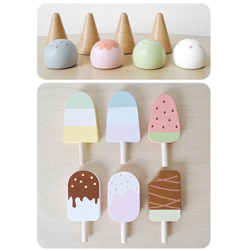 10 Pcs Wooden Popsicle Ice Cream Bar and Pastry Cookies Pretend Play S –  Green Elephant Home and Toys