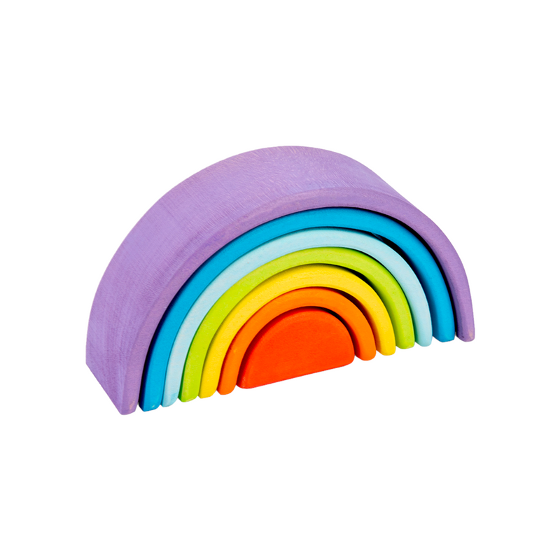 **Pre-order (Ships in 3-4 Weeks)**7 Pcs STAINED Mini Wooden Rainbow Stacker in Stained Purple Sunset Color