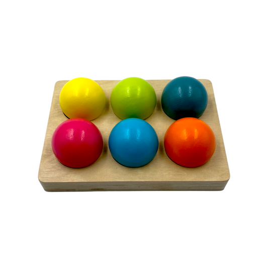 6 Pcs Wooden Balls with Tray in Pastel/Macaron Colors Diameter 1.8 Inches