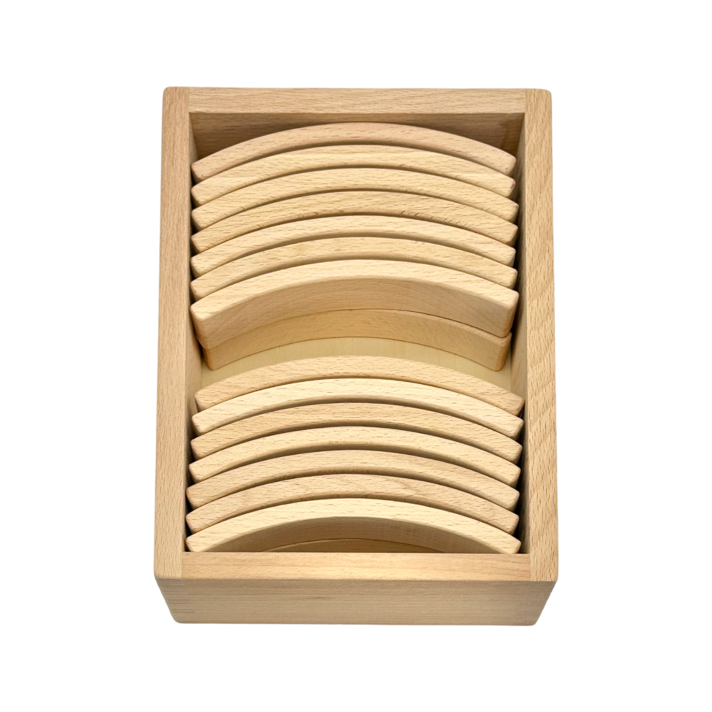 28 pcs mini curved natural wooden building blocks with storage tray