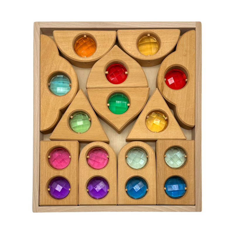 12 Pcs Rainbow Fairytale Window Blocks with Storage Tray