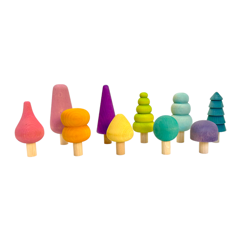 **Pre-order (Ships in 2-3 Weeks)**10 Pcs STAINED Wooden Trees Set in Pastel/Macaron Colors