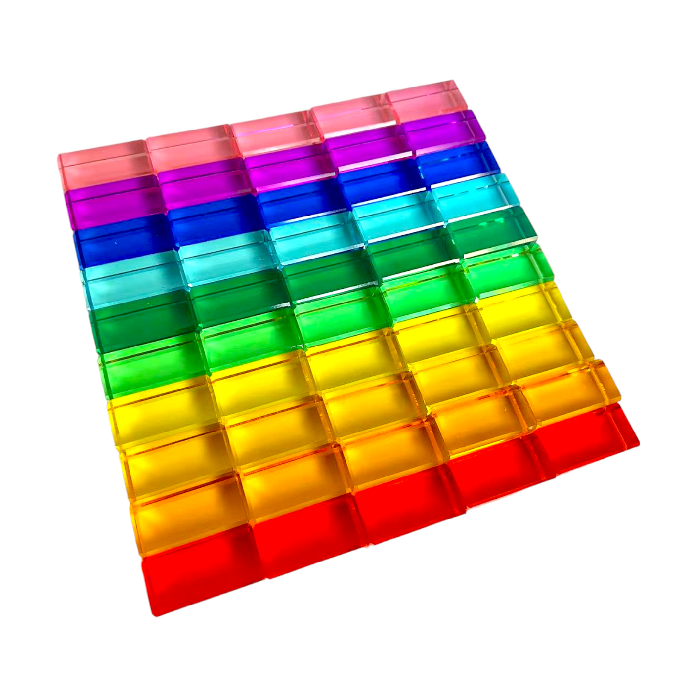100 Pcs Acrylic Gem Cubes Blocks Translucent Rainbow Building
