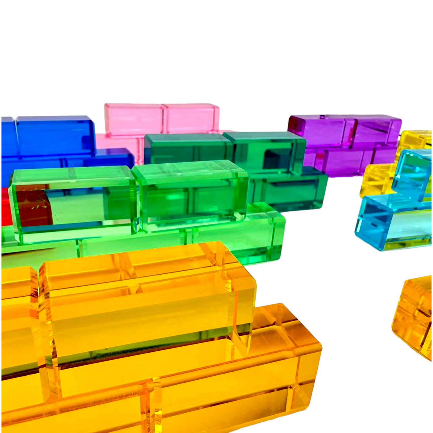 50 Pcs Rainbow Crystal Clear Translucent Rectangular Lucite Building B ...