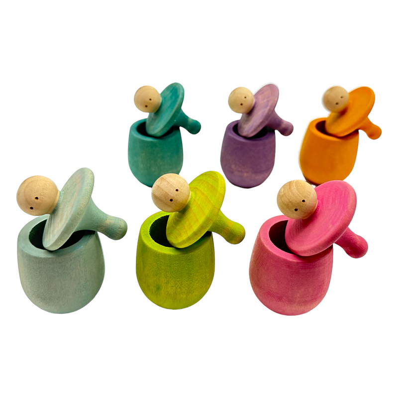 A set of 6 STAINED Little Thing Wooden Treasure Box in Stained Pastel/Macaron Colors
