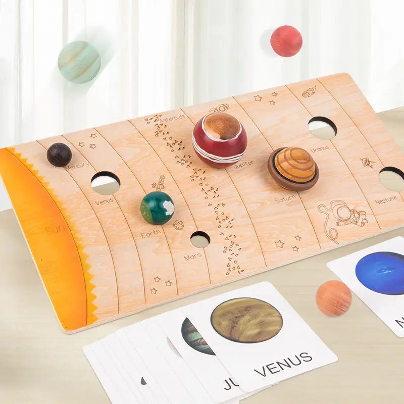 Wooden Solar System with 8 Planets 3-D Model Puzzle Set