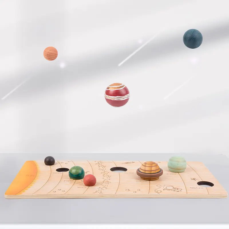 wooden solar system with 8 planets 3-d model puzzle set