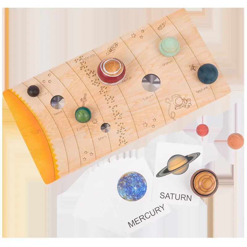 wooden solar system with 8 planets 3-d model puzzle set