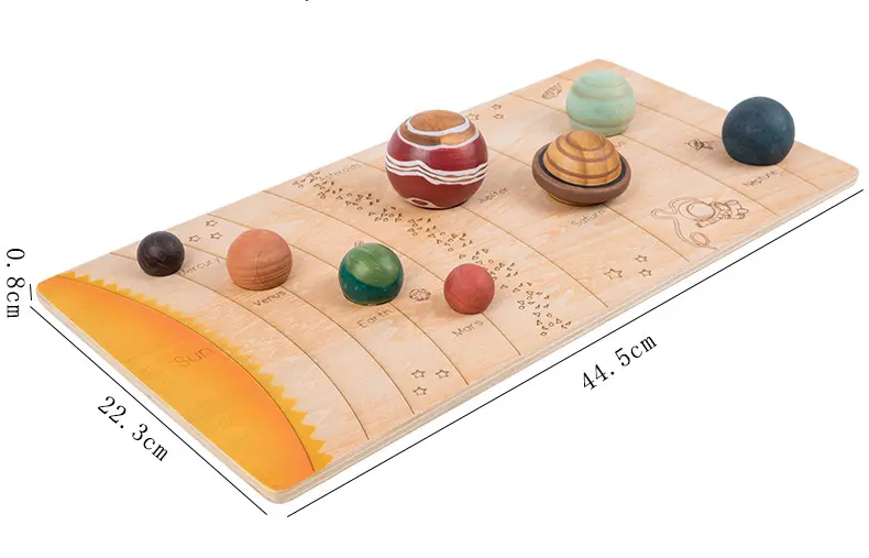 wooden solar system with 8 planets 3-d model puzzle set