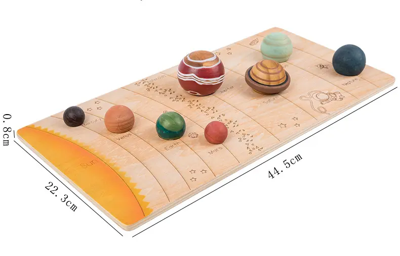 Wooden Solar System with 8 Planets 3-D Model Puzzle Set