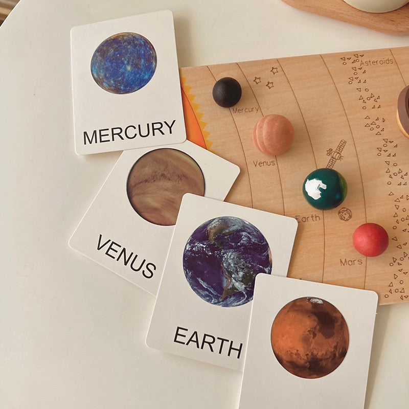 wooden solar system with 8 planets 3-d model puzzle set