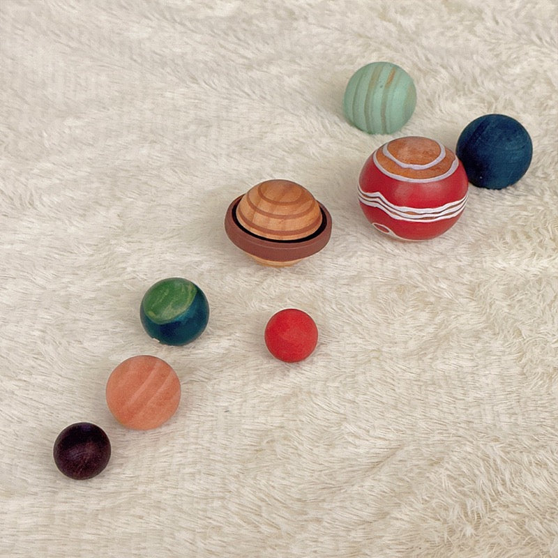 wooden solar system with 8 planets 3-d model puzzle set