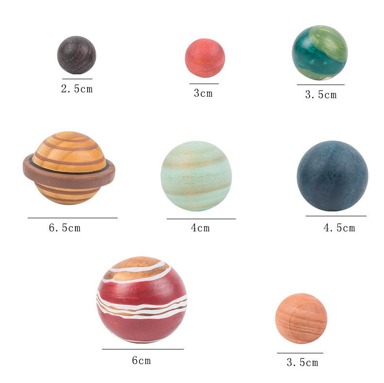 wooden solar system with 8 planets 3-d model puzzle set