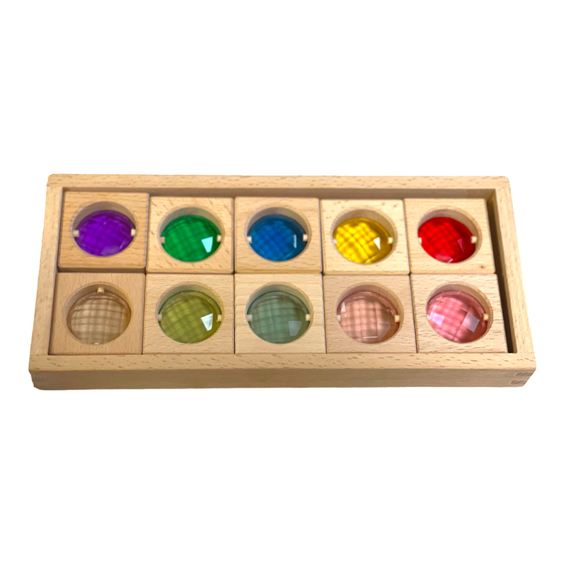 **Pre-order (Ships in 3-4 Weeks)**10 Pcs Colored Square Gemmed Translucent Blocks with Storage Tray